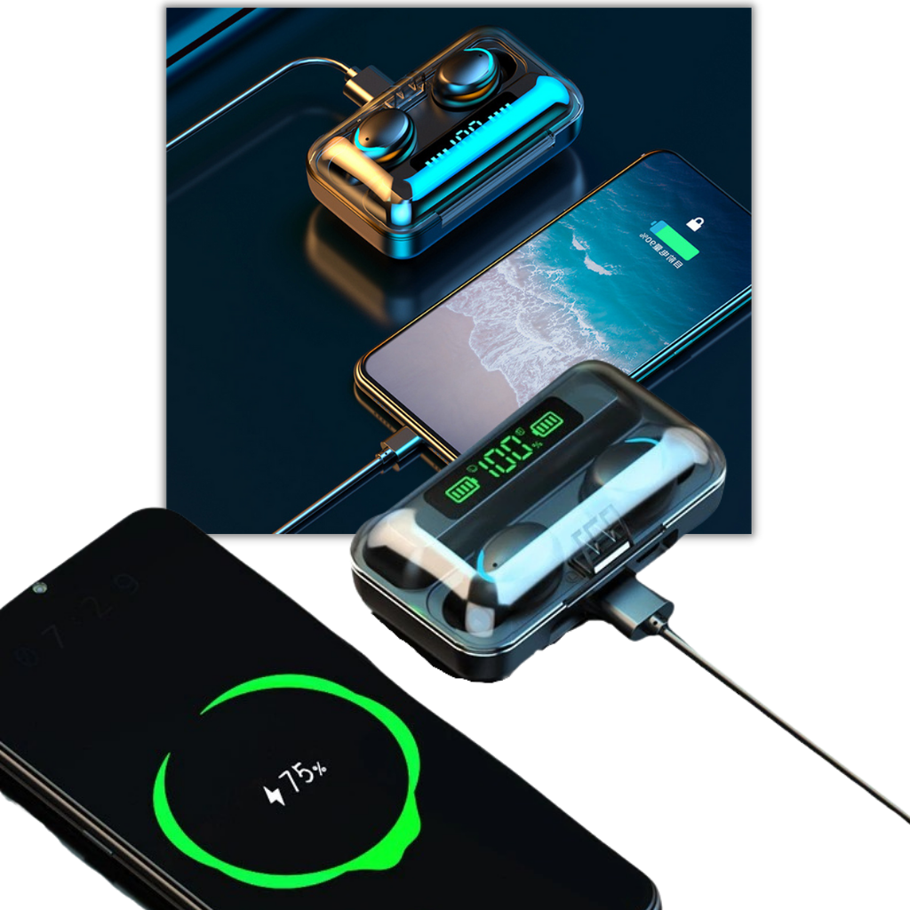 Bluetooth-hörlurar med batterilåda för laddning - Ozerty