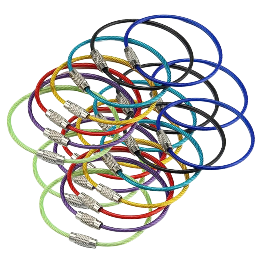 Flexibla nyckelringar i ståltråd