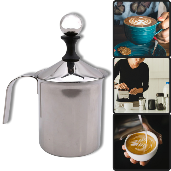 Manuell mjölkskummare i rostfritt stål 400 ml - Ozerty