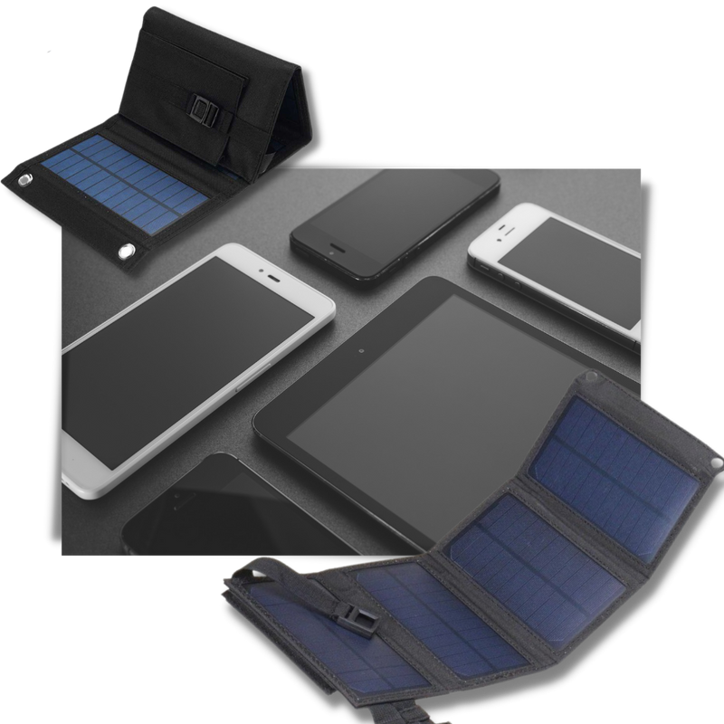 Bärbar solcellsladdare med 2 USB-portar - Ozerty