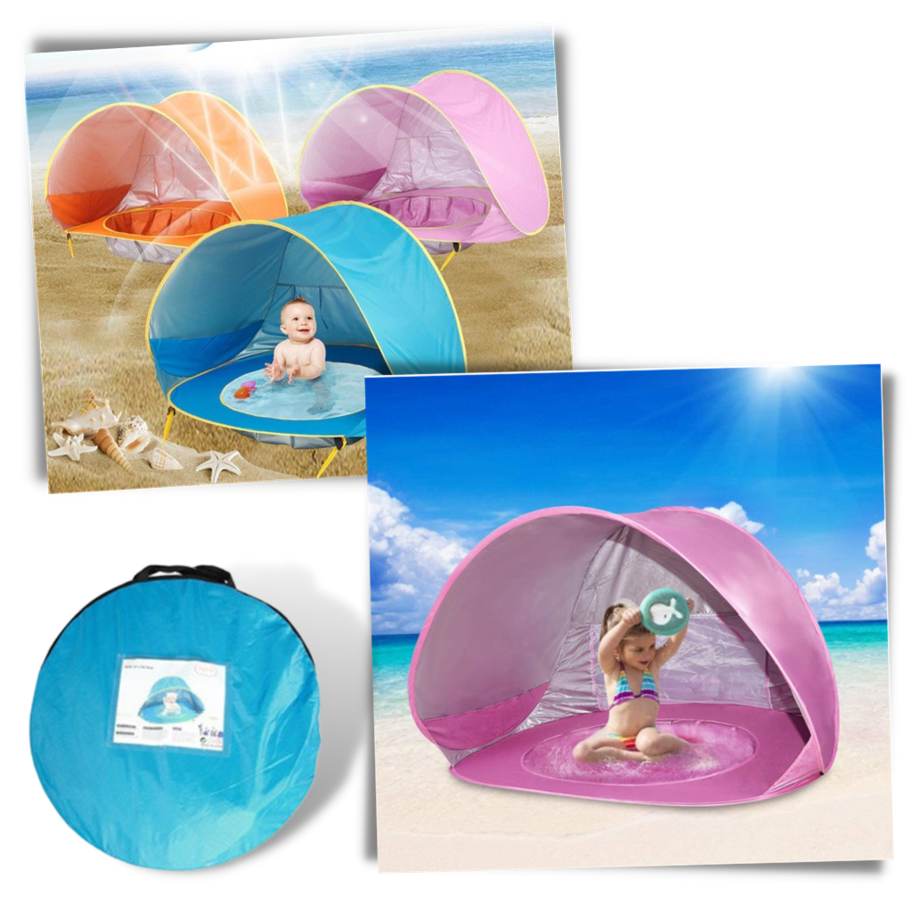 Bärbart strandtält för barn med minipool - Ozerty