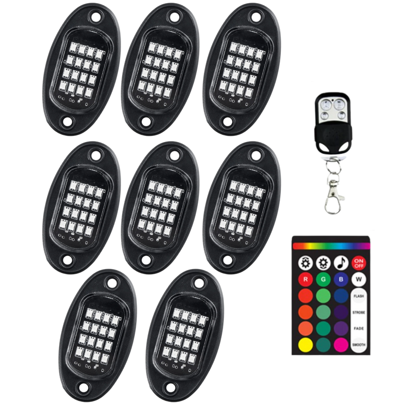 Paket med 8 RGB-lampor för fordon - Ozerty