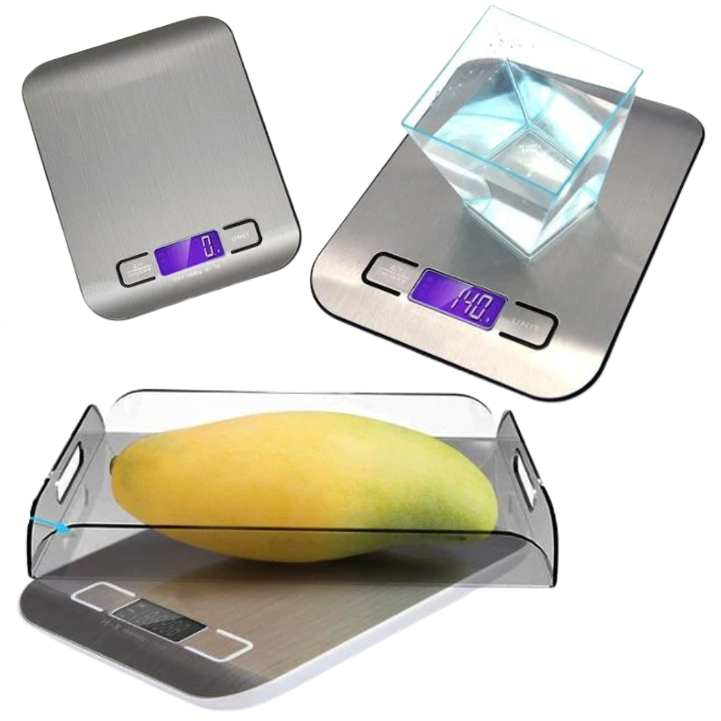Digital köksvåg i rostfritt stål med LCD-skärm - Ozerty