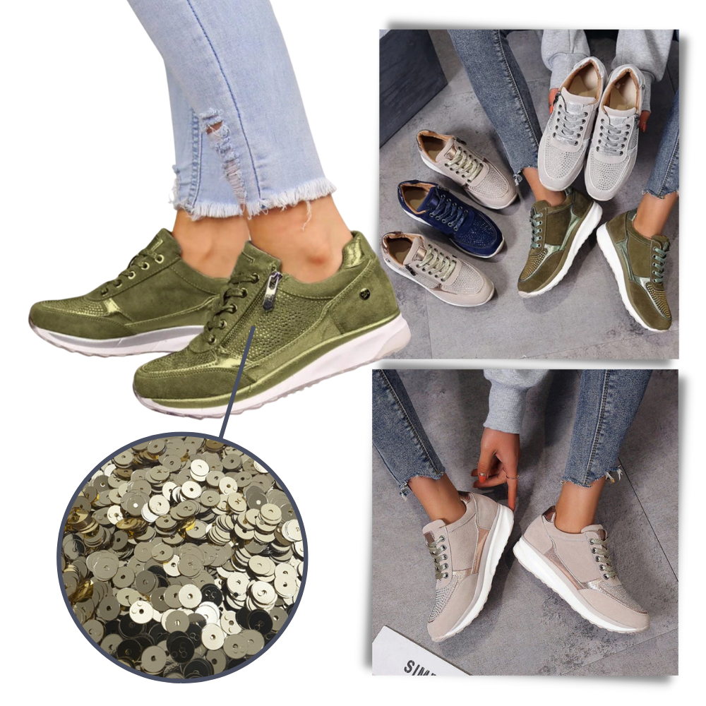 Wedge-sneakers med strass - Ozerty